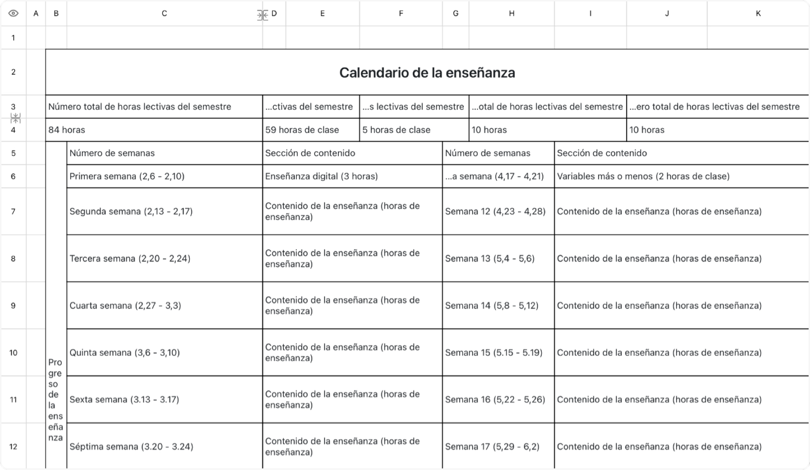 Calendario de la enseñanza